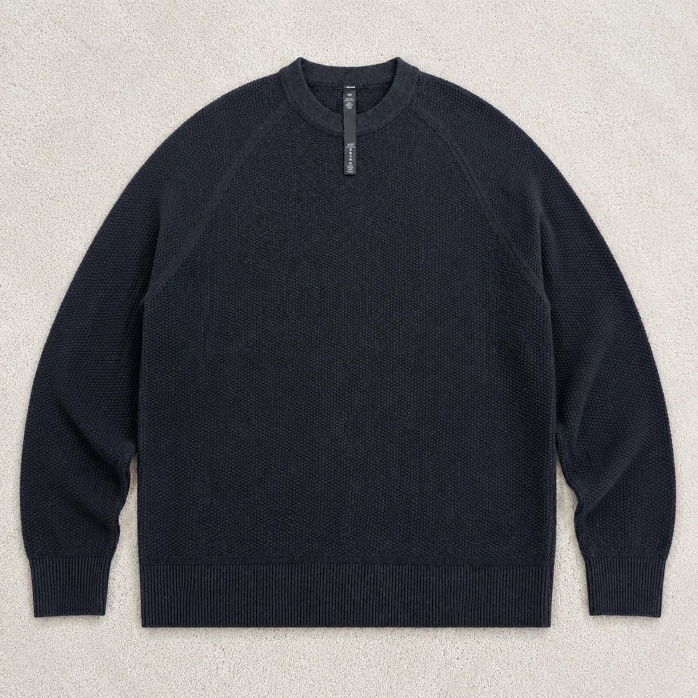 Lululemon Engineered Warmth Crew Mens S Charcoal Waffle Knit Sweater LM3ENFS
